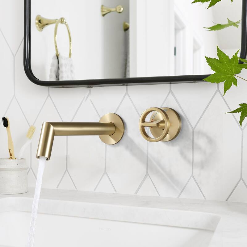 Solid Brass Single Handle Or Double Handle Wall Mounted Bathroom Faucet