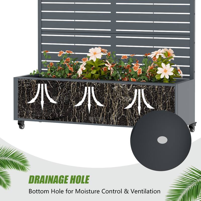 Raised Garden Bed Planter with Trellis Movable Planter Box with Lockable Wheels