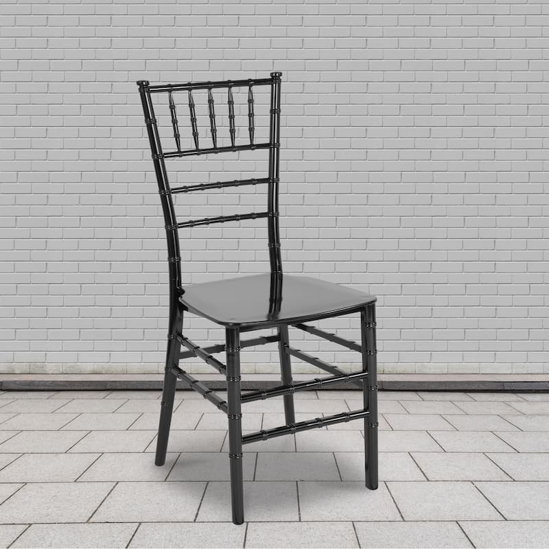 2 Pack Gold Resin Stacking Chiavari Chair - 15"W x 18.75"D x 35"H - 15"W x 18.75"D x 35"H - Black