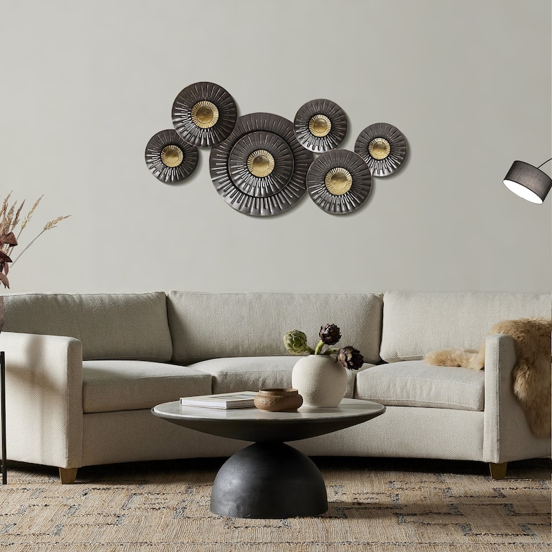 41.3" W Brown and Gold Metal Abstract Flower Wall Decor