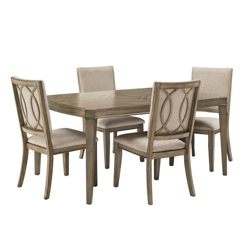 Fiona Antique Taupe Wood Extending Dining Set by iNSPIRE Q Classic - 5-Piece