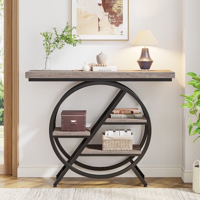 39.4-Inch Console Table, 4- Tier Industrial Entryway Table