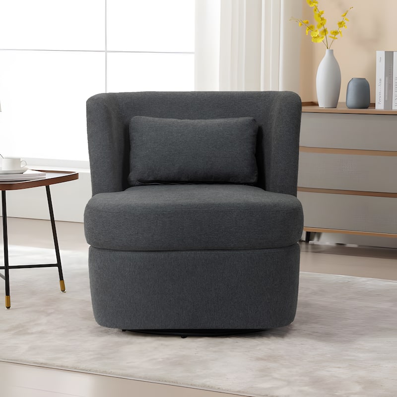 Upholstered Swivel Barrel Accent Chair