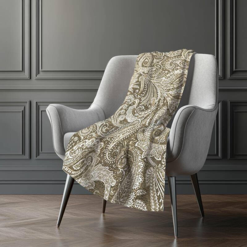 Premium Machine Washable Paisley Sherpa Throw Blanket