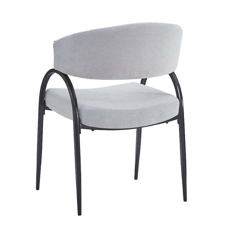Dining Chairs Set of 2, Ergonomic Kitchen Side Chairs, Upholstered Armchairs with Curved Backrest & Metal Legs