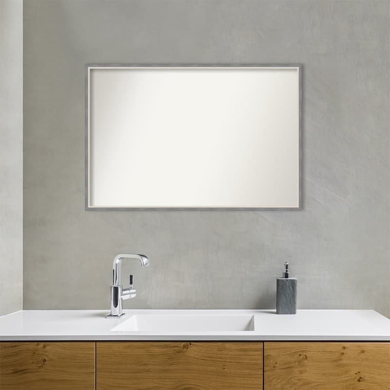 Theo Narrow Non-Beveled Wood Framed Bathroom Vanity Wall Mirror