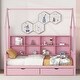 preview thumbnail 13 of 30, Twin Size House Bed with 2 Drawers & Storage Shelf, Wooden Low Platform Bedframe Daybed with Roof for Kids, Teens, Girls, Boys
