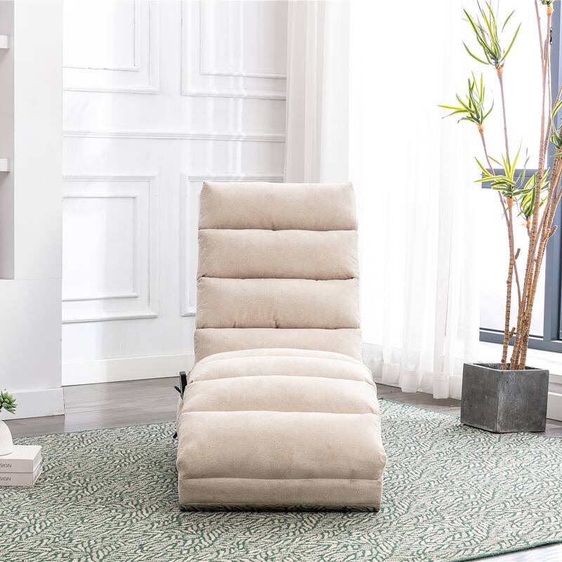 Beige Modern 21.65" High Back Upholstered Chaise Lounge Chair with Remote Control and Ergonomic Electric Massage