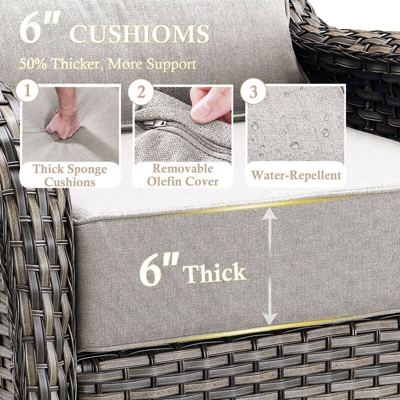 Arcadia 5-Piece Wicker Patio Set with 4 Swivel Glider Chairs and All-Iron Fire Pit