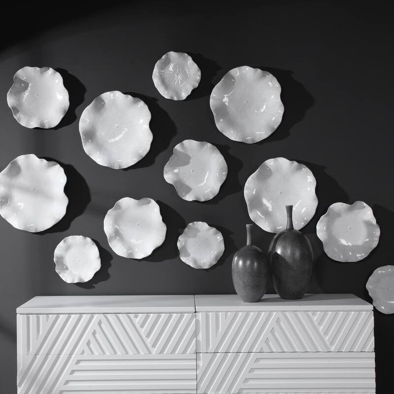 Uttermost Abella White Ceramic Wall Decors (Set of 3)