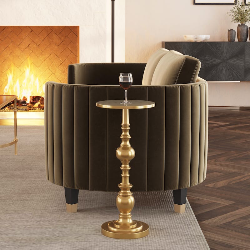 Darien Pedestal End Table - Gold - Aluminum