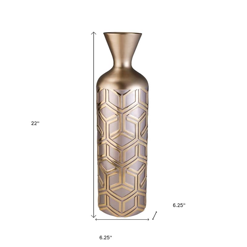 Polyresin Floor Vase, Geometric Cylinder Shape Watertight