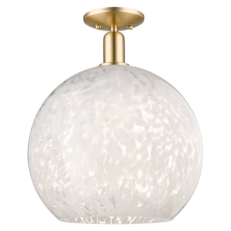 Innovations Lighting Endless Possibilities Arcadia - White Mouchette - 1 Light 14" Semi-Flush Mount - Champagne Bronze
