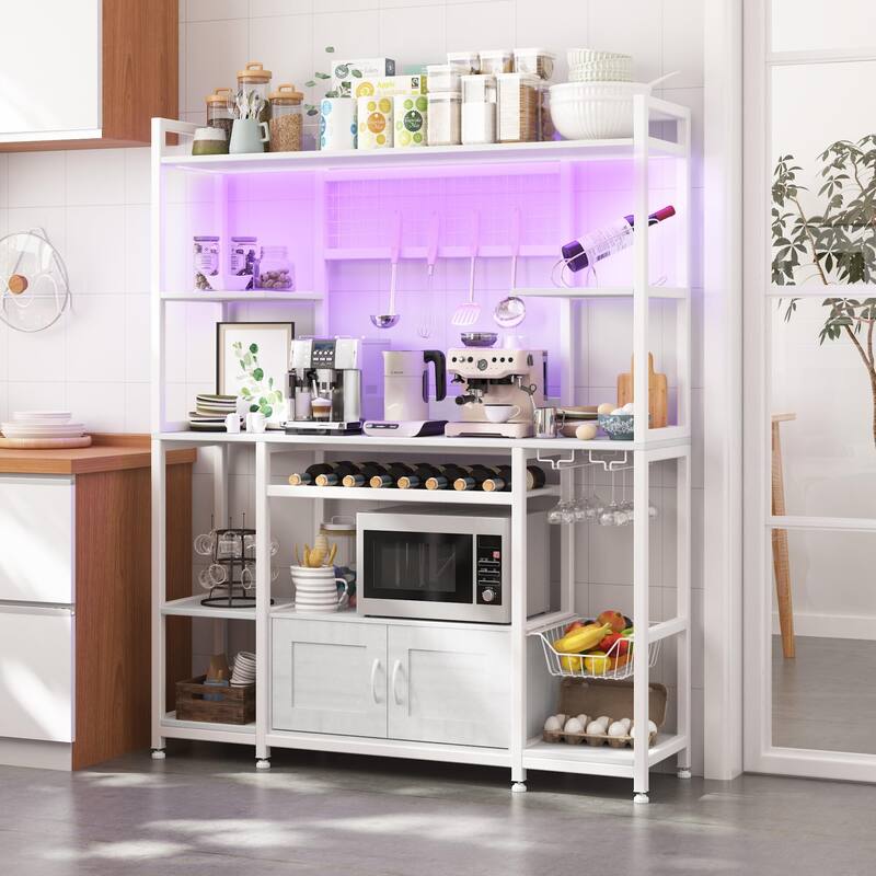 55" Bakers Rack with Power Outlet and LED Light