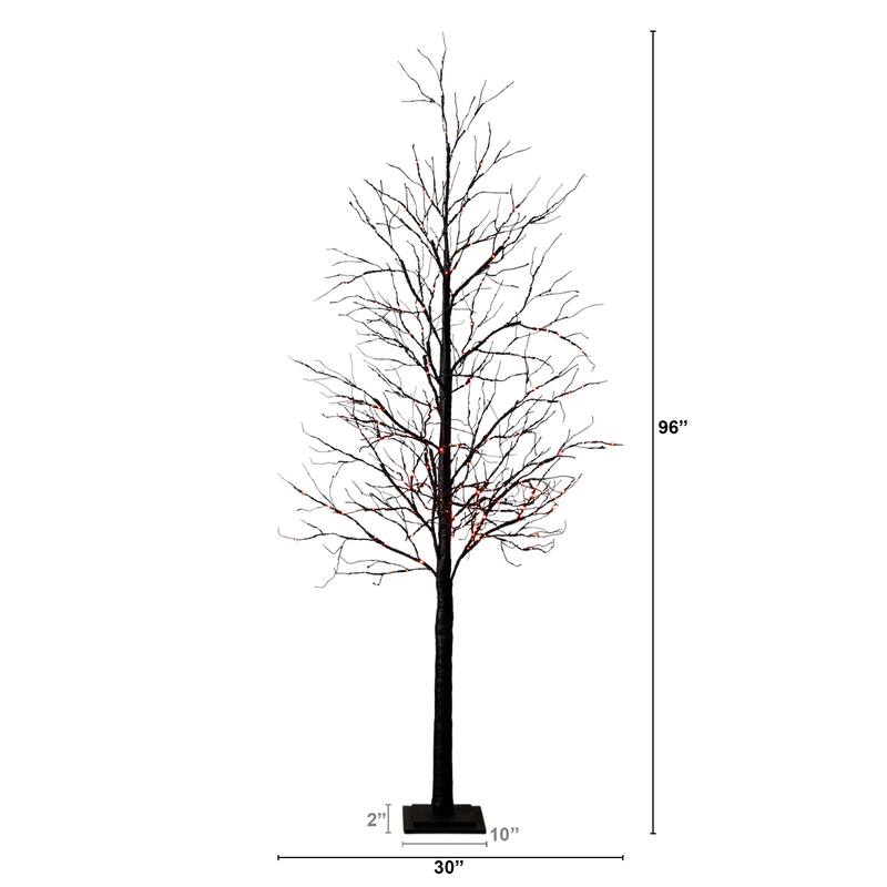 Pre-Lit Halloween Black Twig Artificial Tree - 8' - Multicolor LED Lights