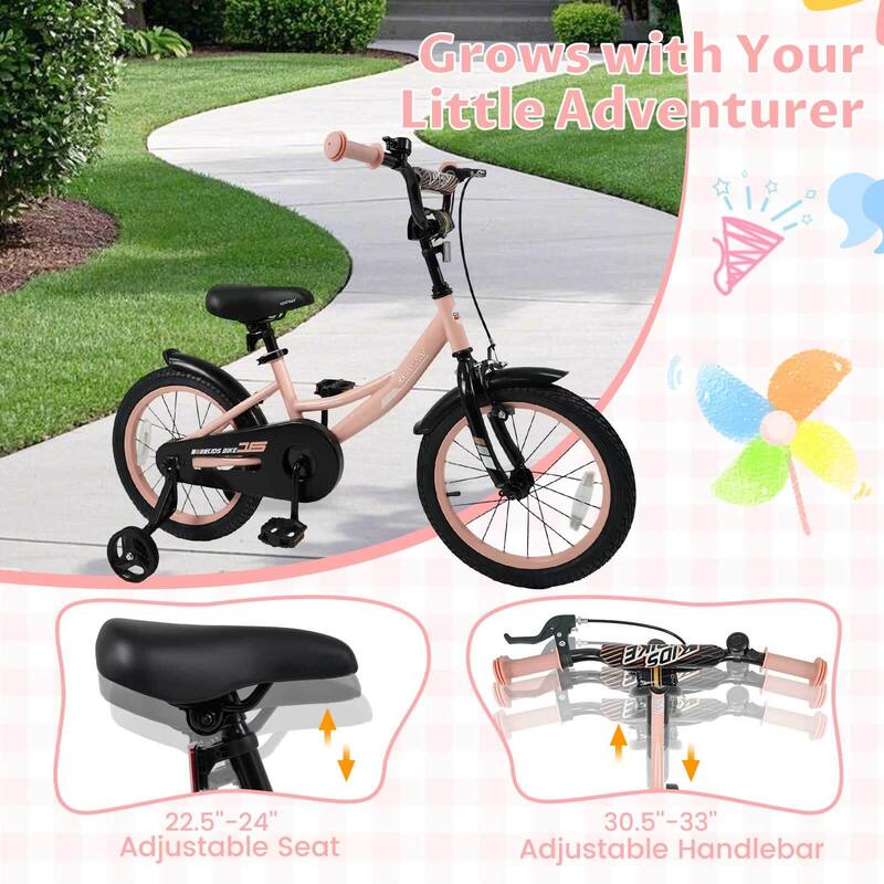 Costway 14" Kids Bike with Removable Training Wheels Adjustable Seat & - See Details