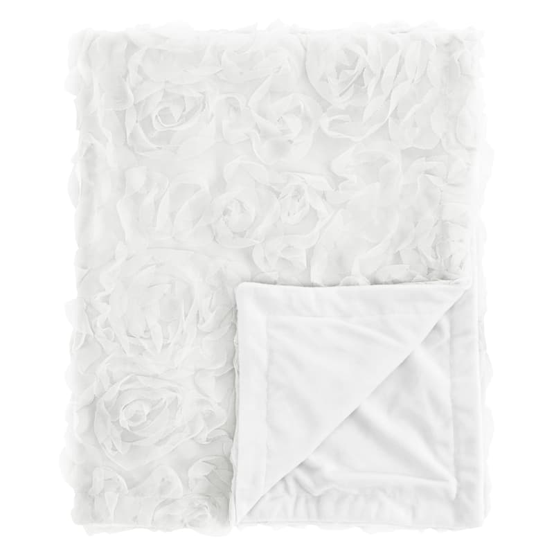 White Floral Rose Girl Baby Receiving Security Swaddle Blanket - Flower Luxurious Elegant Princess Vintage Boho Shabby Chic