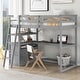 preview thumbnail 10 of 16, Twin Size Loft Bed with Desk and Shelves, Two Built-in Drawers, White Grey