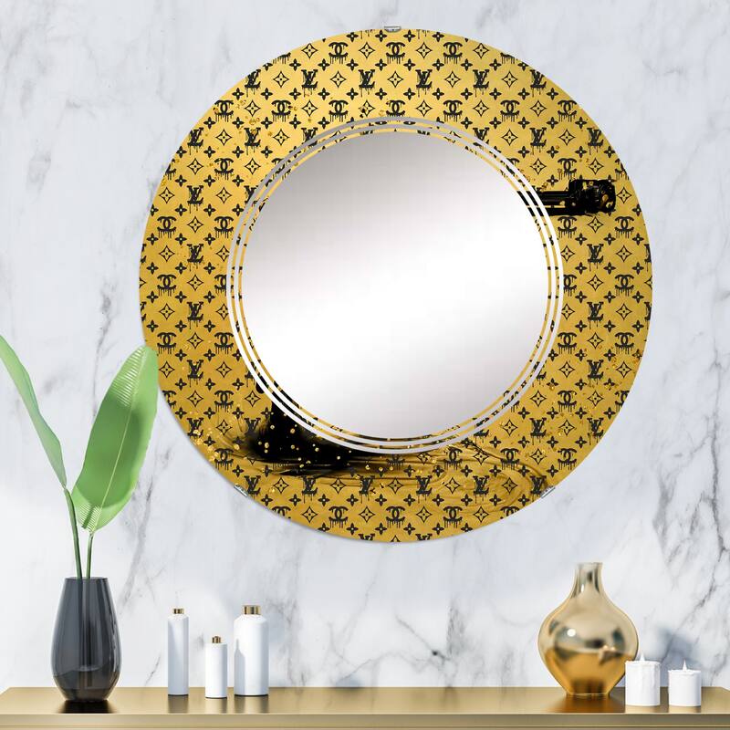 Designart 'Gold Designer Pistol II' Printed Fashion Gun Wall Mirror - 32in.x32in.