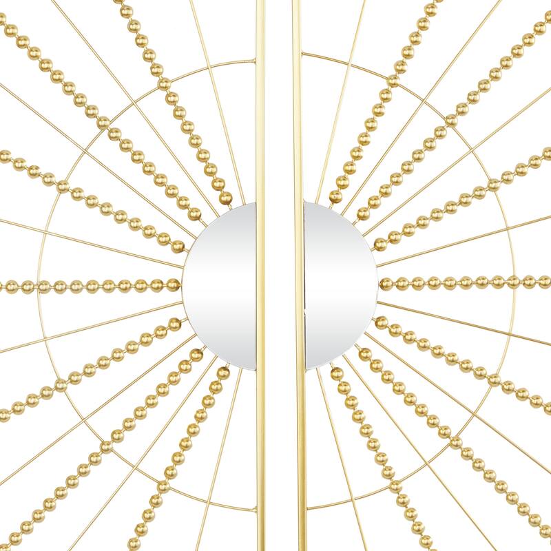 Metal Geometric Half Moon Mirror Home Wall Decor with Gold Frame - Set of 2 Gold - CosmoLiving by Cosmopolitan