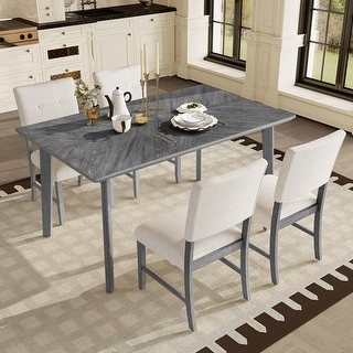 5 Piece Dining Room Table Set, Rustic Farmhouse Dining Room Rectangular ...