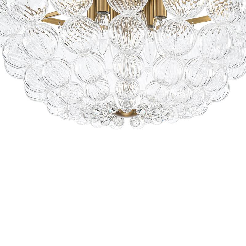 Glam 6-Light Twisted Glass Globe String Flush Mount - 19.7in