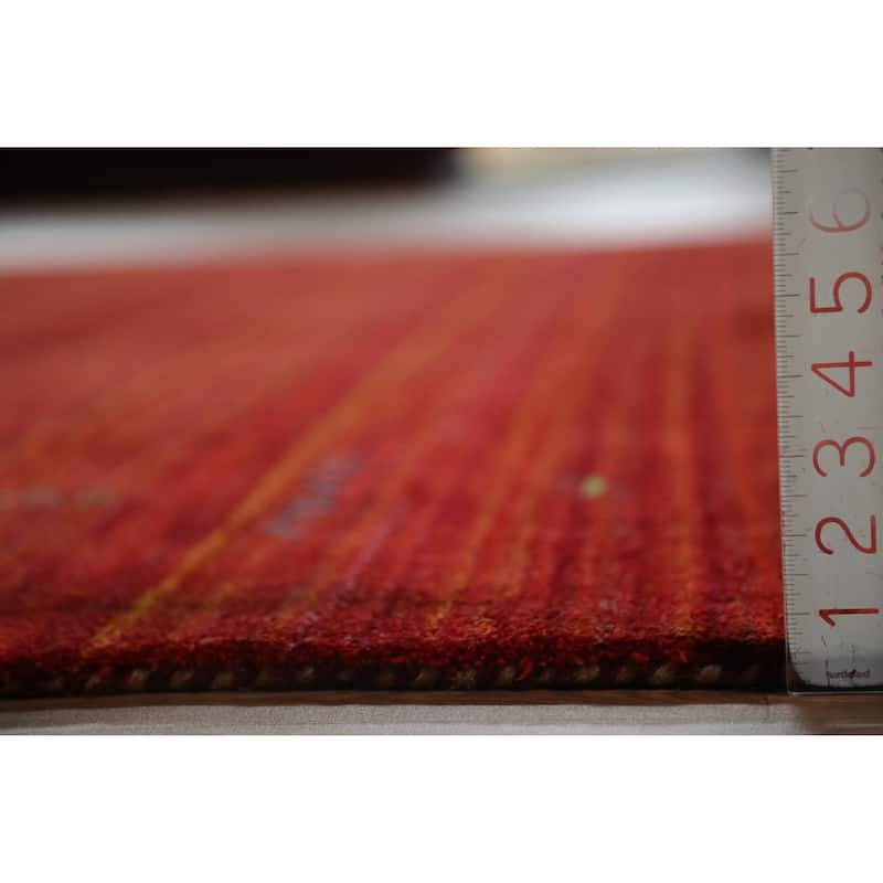 Tribal Gabbeh Indian Area Rug Hand-Knotted Modern Wool Carpet - 8'0" x 9'5"