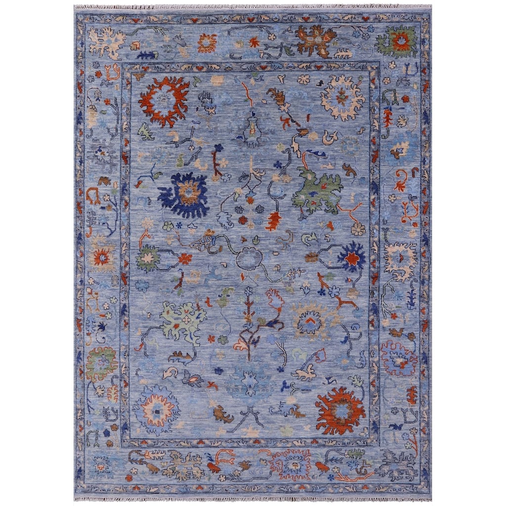 Golden Nile Blue Turkish Oushak Handmade Wool Rug - 9' 1" X 12' 3"