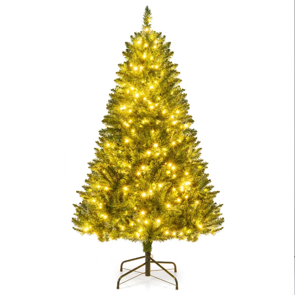 Gymax Artificial Christmas Tree w/990 Branch Tips 1000 Warm White LED