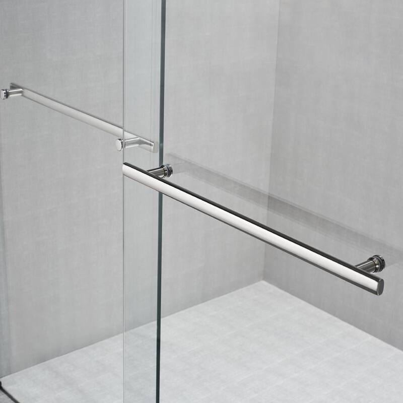 Seawin Mara Frameless ByPass Sliding Glass Shower Door 44 - 48 in. W x 78 in. H 3/8 in. (10 mm) Thick Clear Tempered Glass