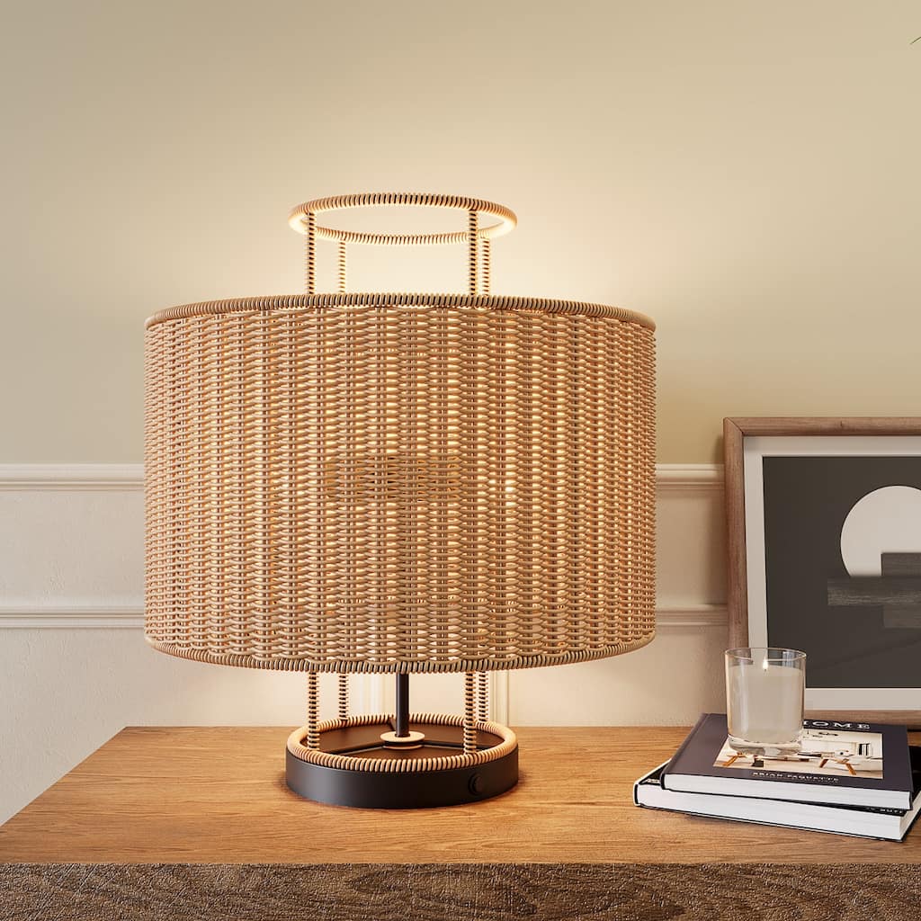 Acroma Modern Table Lamp with Rattan Shade