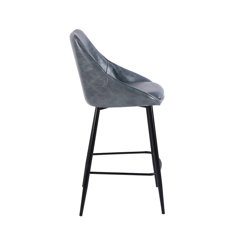 Porthos Home Ula Counter Stools Set of 2, PU Leather Upholstery, Iron Legs