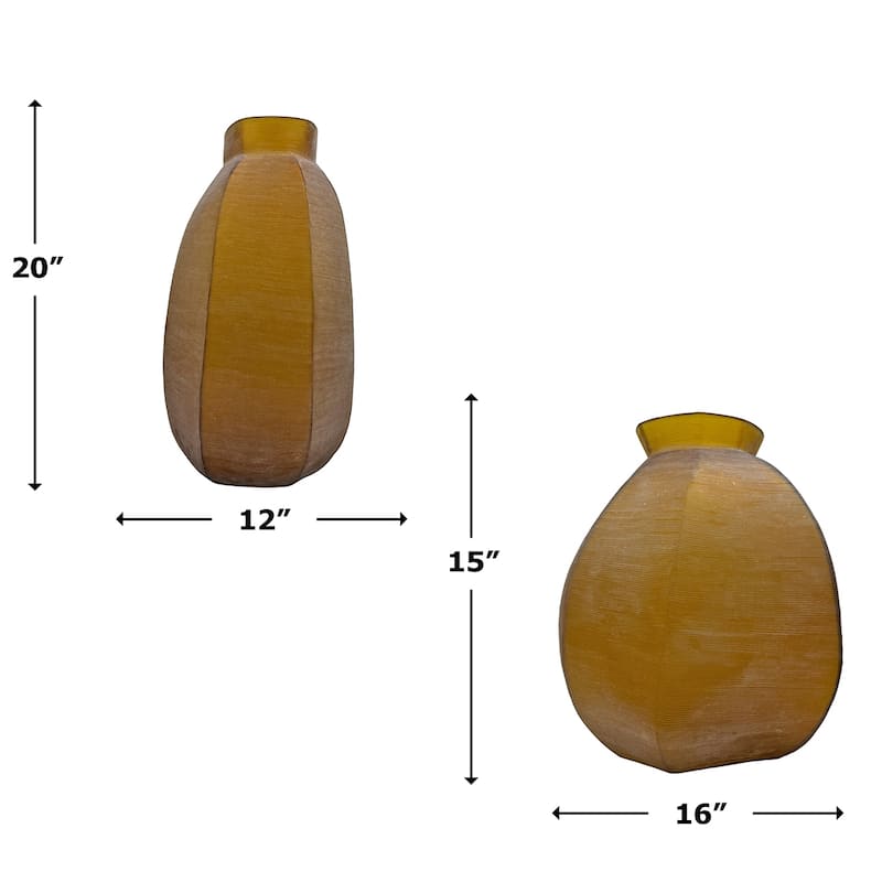 Set of 2 Decorative Handmade Glass Amberstone Vase in Brown