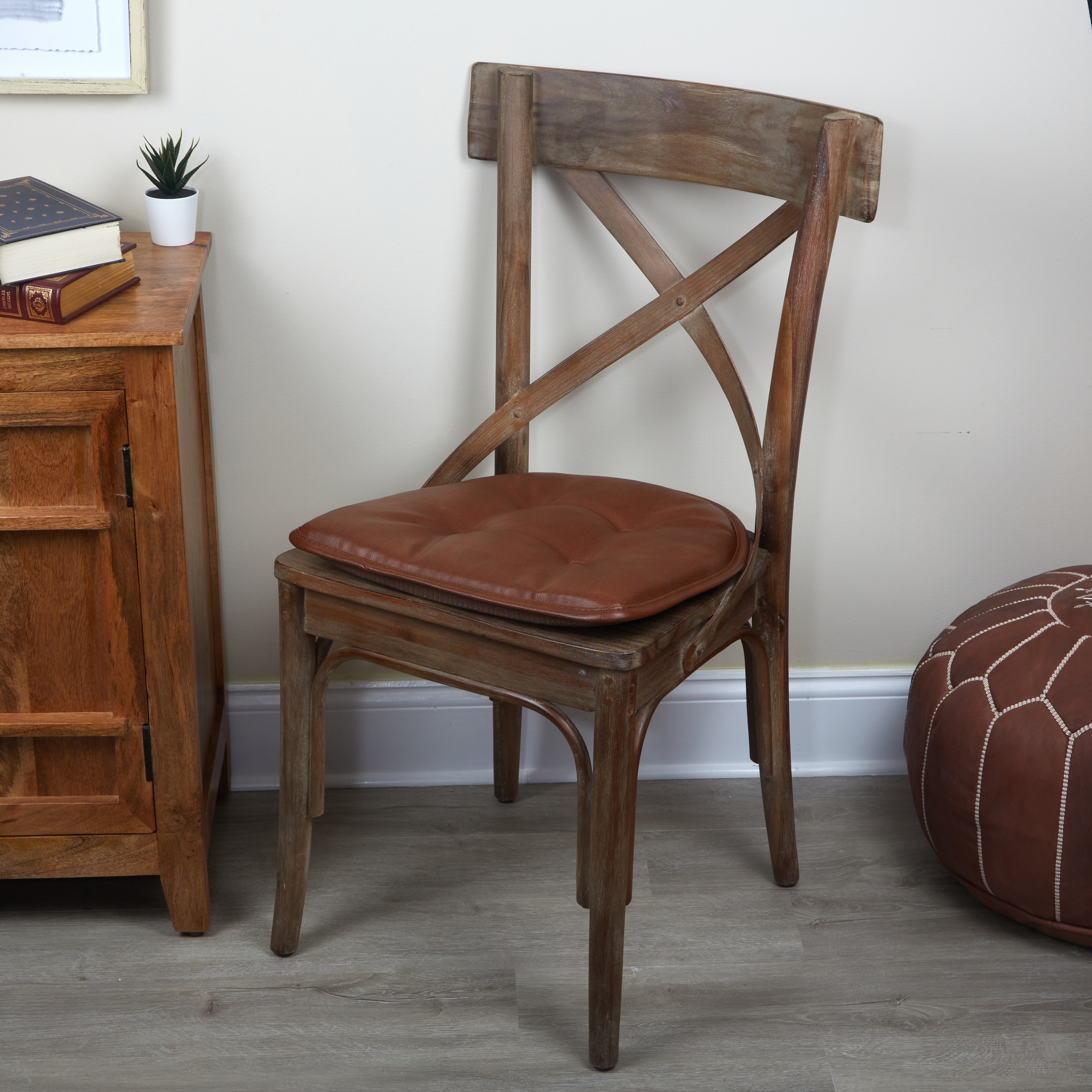 Klear Vu St. Germain Faux Leather Tufted Dining Chair Cushion Set