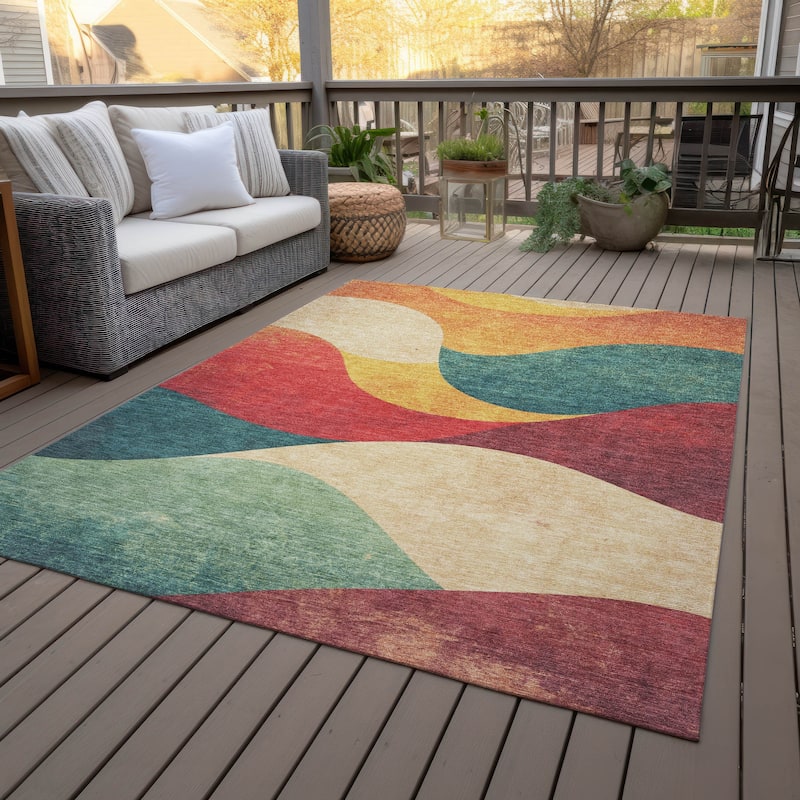 Machine Washable Indoor/Outdoor Soft Contemporary Chantille Rug
