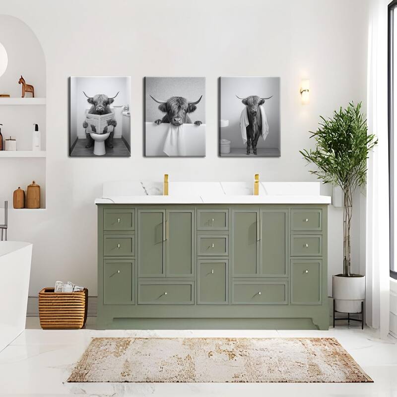 Wall Art, Black and White Cute Cow Animal Canvas