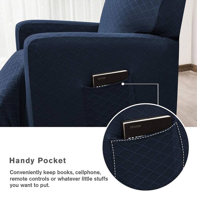 Enova Home Ultra Soft Rhombus Stretch Fabric Recliner Slipcover with Elastic Bottom Side Pocket
