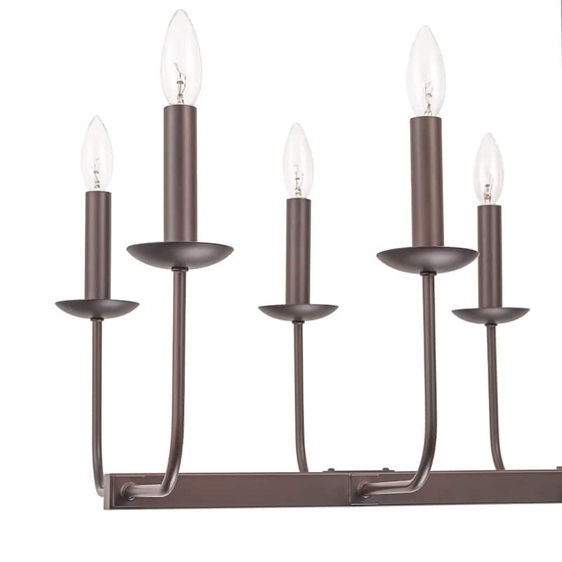 Farmhouse 10-Light Candle Iron Kitchen Island Linear Chandelier