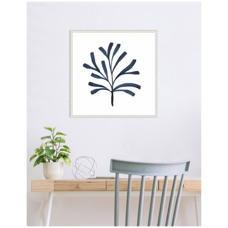 Kate and Laurel Sylvie Coastal Coral Seaweed Botanical 4 Framed Canvas by The Creative Bunch Studio