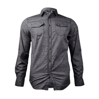 Link to INC International Concepts Men's Studded Button-Front Shirt (Charcoal, S) - Charcoal - S Similar Items in Shirts