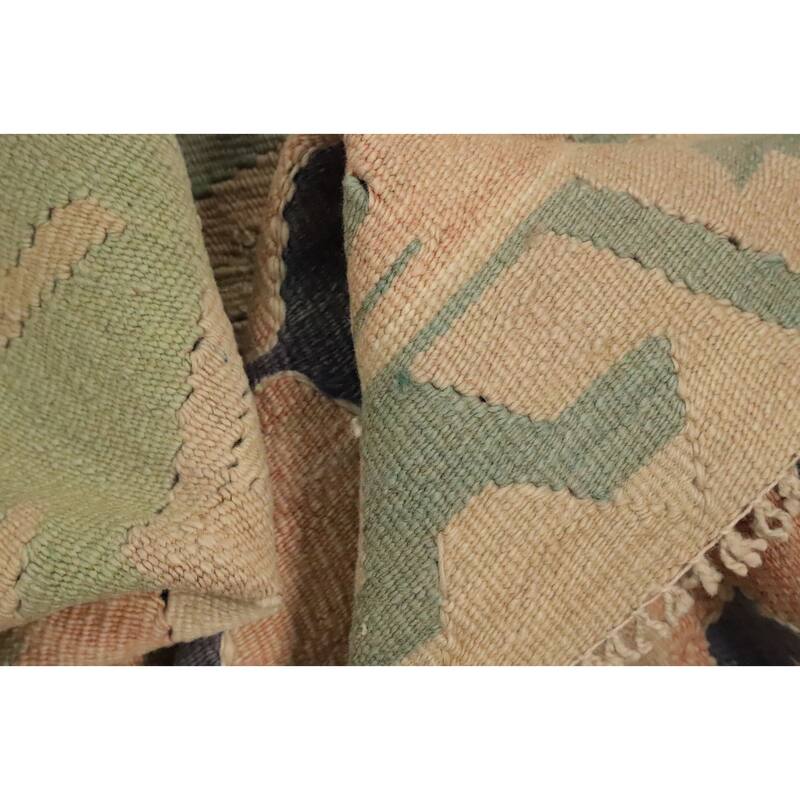 Hand Woven Oriental 100% Wool Carpet Southwestern Tribal Oranges & Rust Kilim Area Rug - 11' 5'' X 5' 4''