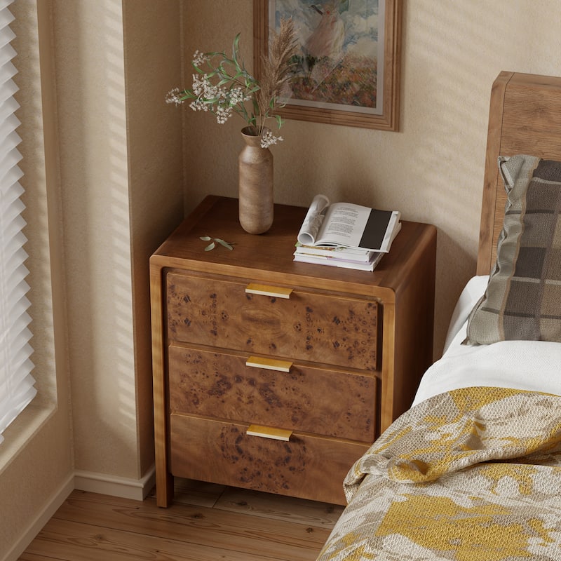 COZAYH Fully-Assembled Farmhouse Nightstand, Rustic Distressed Wood Retro Accent Dresser, Chest of Drawers,Boho