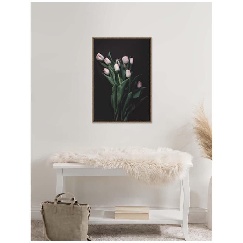 Kate and Laurel Blush Tulips by Emiko and Mark Franzen F2 Images Framed Canvas Wall Art Print
