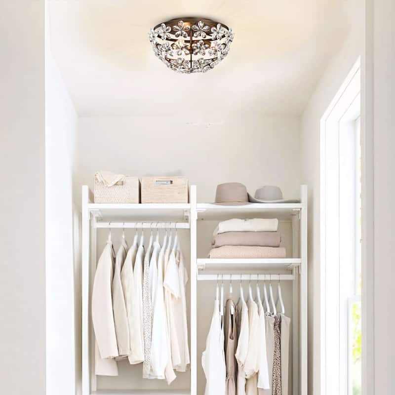 Rosa 3-Light Glam Daisy Flower Crystal Blossom Flush Mount