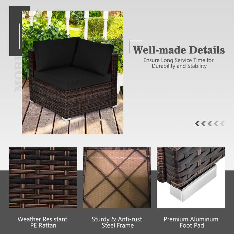 Costway 7PCS Patio Rattan Furniture Set Fire Pit Table Cover Cushion - See Details