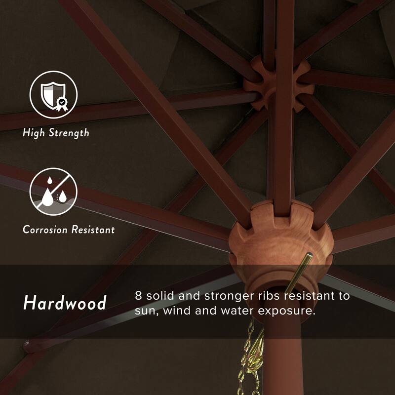Port Lavaca 7.5ft Round Sunbrella Wooden Patio Umbrella by Havenside Home, Base Not Included