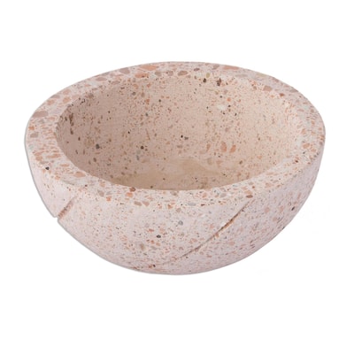 Novica Handmade Round Planter Reclaimed Stone Flower Pot