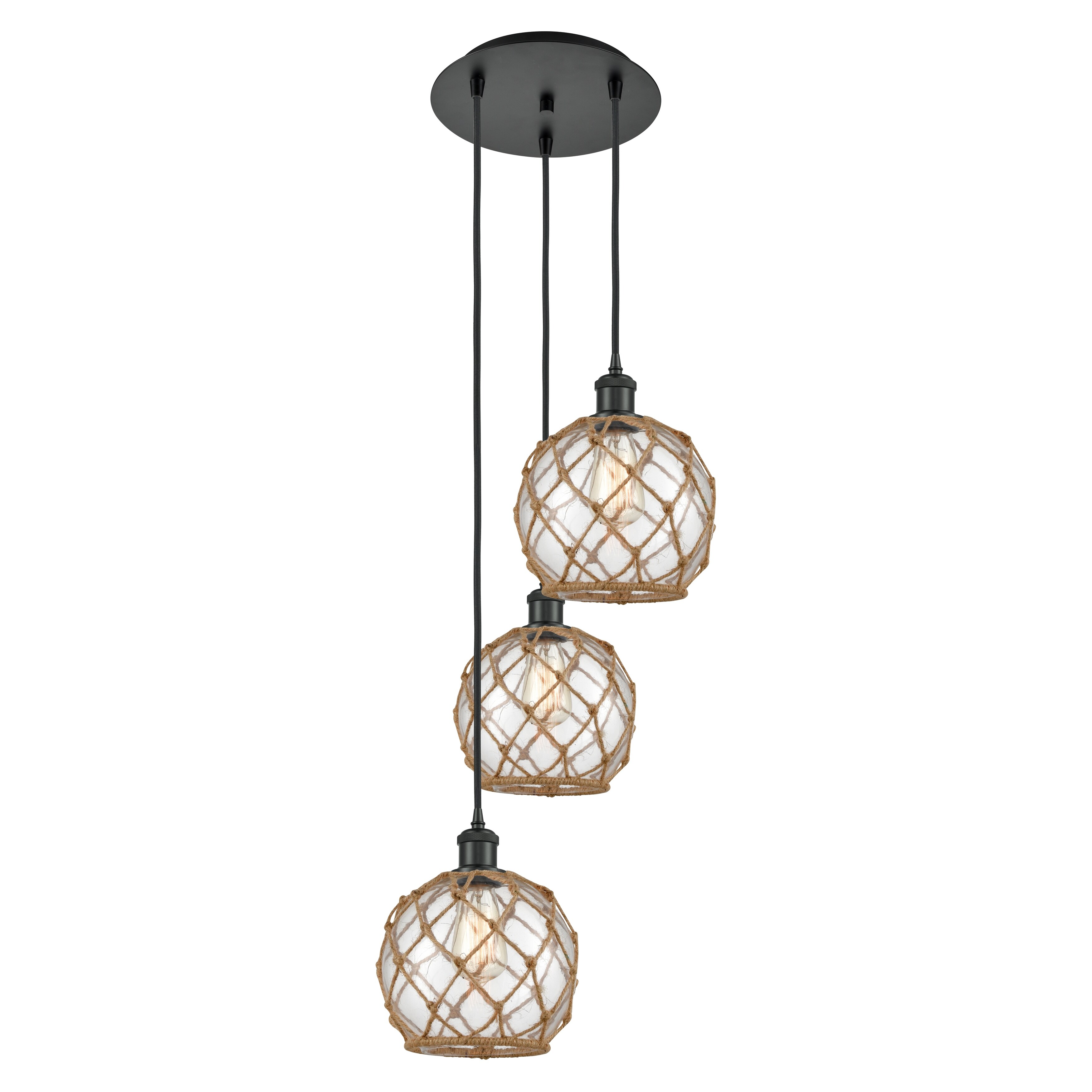 Innovations Lighting Endless Possibilities Ballston - Farmhouse Rope - 3 Light 15" Cord Hung Multi Pendant