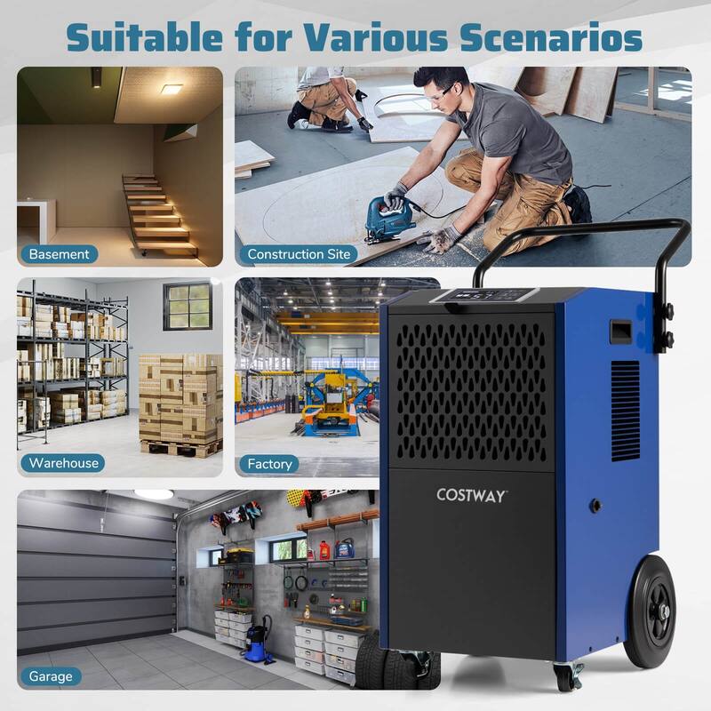 Costway 154 Pints Commercial Dehumidifier with Pump Drain Hoses for - See Details