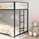 preview thumbnail 7 of 5, Twin Twin Bunk Bed Metal with Mesh Guard Rail and Stable Ladder